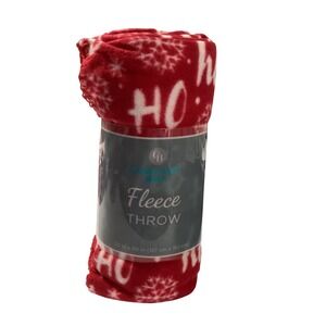Comfort Bay Fleece Throw Blanket Red Ho Ho Ho Snowflake‎ Holiday Christmas 50x60